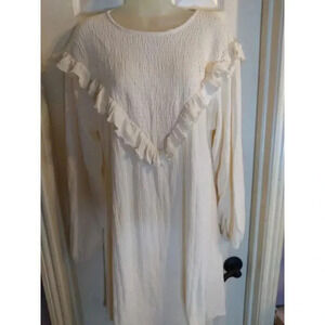 River Island Dress Beige Gauzy Flowy Sz 18 Pit To Pit 22 Length 37